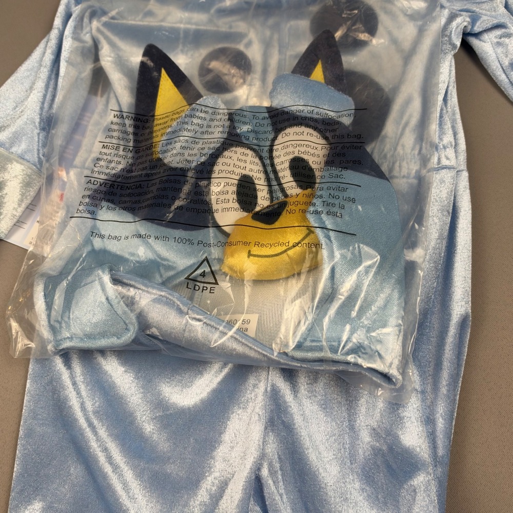 Bluey Deluxe Toddler Costume Size 2T Full Body Jumpsuit with Headpiece New